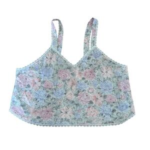 Pinx Floral Tank Top Sleepwear Pink Beige Blue Size M USA